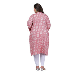 Women's Office wear Golden Foil Capsule A-Line Kurti (Pink)