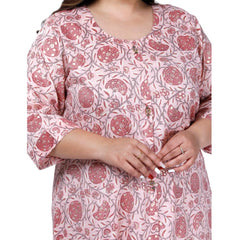 Women's Office wear Golden Foil Capsule A-Line Kurti (Light Pink)
