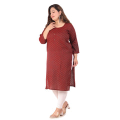 Women's Office wear Bandhni Printed Capsule Straight Kurti (Maroon)