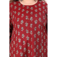 Women's Office wear Floral Printed Capsule Princess Cut Kurti (Maroon)