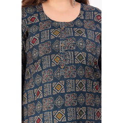 Women's Office wear Designer Printed Capsule Straight Kurti (Dark Green)