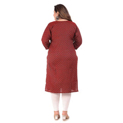 Women's Office wear Bandhni Printed Capsule Straight Kurti (Maroon)