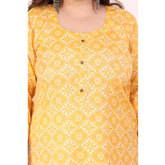 Women's Office wear Designer Printed Capsule Straight Kurti (Yellow)