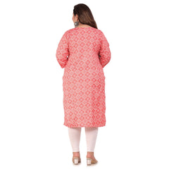 Women's Office wear Designer Printed Capsule Straight Kurti (Pink)