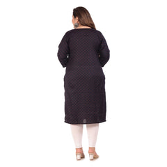 Women's Office wear Bandhni Printed Capsule Straight Kurti (Navy Blue)