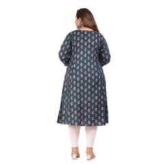 Women's Office wear Floral Printed Capsule Princess Cut Kurti (Green)