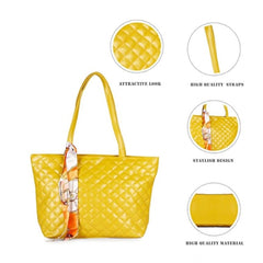 Women's Polyurethane Textured Shoulder Bag (Yellow)