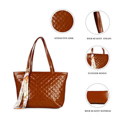 Women's Polyurethane Textured Shoulder Bag (Dark Brown)