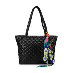 Women's Polyurethane Textured Shoulder Bag (Black)