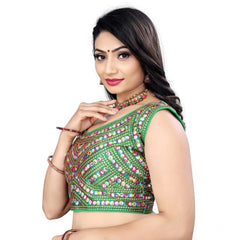 Women's Phantom Paper Mirror Readymade Blouse (Green, Size: Free Size)