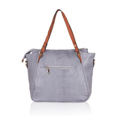 Women's Faux Leather Textured Tote Bag (Grey)