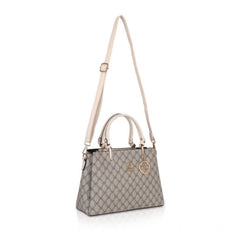 Women's Faux Leather Printed Handbag (Beige)