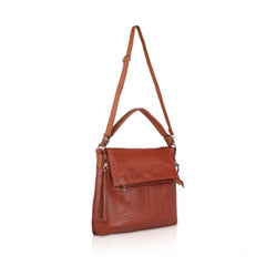 Women's Faux Leather Textured Sling Bag (Brown )