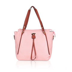 Women's Faux Leather Textured Tote Bag (Pink)