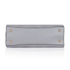 Women's Faux Leather Textured Adjustable Long Belt Handbag (Grey)