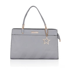 Women's Faux Leather Textured Adjustable Long Belt Handbag (Grey)