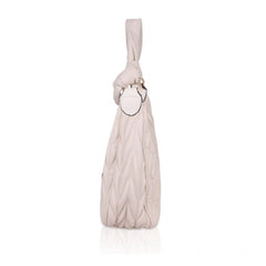 Women's Faux Leather Textured Handbag (Beige White)