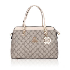 Women's Faux Leather Printed Handbag (Beige)