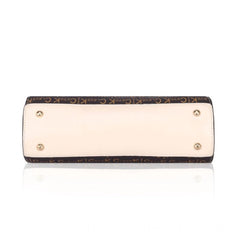 Women's Faux Leather Printed Handbag (Beige)