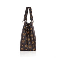Women's Faux Leather Printed Handheld Bag (Brown )