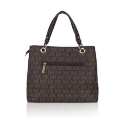 Women's Faux Leather Printed Handheld Bag (Brown)