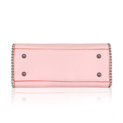 Women's Faux Leather Metal Beads Handbag (Pink)