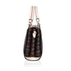 Women's Faux Leather Printed Handbag (Beige)