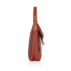 Women's Faux Leather Textured Sling Bag (Brown )
