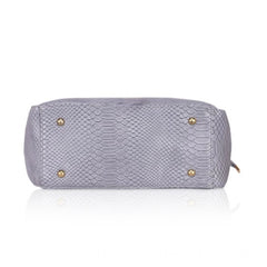 Women's Faux Leather Textured Tote Bag (Grey)