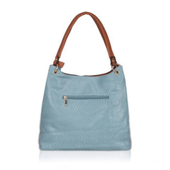 Women's Faux Leather Textured Tote Bag (Grey)