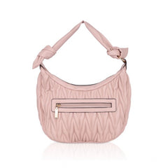 Women's Faux Leather Textured Handbag (Pink)