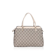 Women's Faux Leather Printed Handbag (Beige)