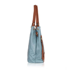 Women's Faux Leather Textured Tote Bag (Grey)