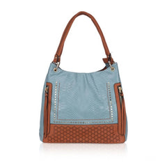 Women's Faux Leather Textured Tote Bag (Grey)