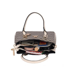 Women's Faux Leather Printed Handbag (Beige)