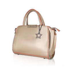 Women's Faux Leather Metal Beads Handbag (Gold)