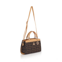 Women's Faux Leather Printed Handbag (Camel)