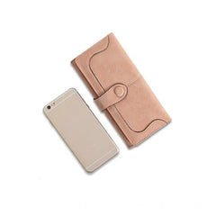 Women's Faux Leather Medium Snap Button Wallet (Khakhi)