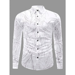Men's Casual PollyCotton Textured Full Sleeve Collar Shirt (Black)