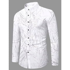 Men's Casual PollyCotton Textured Full Sleeve Collar Shirt (Black)
