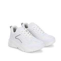 Women's Casual Mesh Printed Lace-Ups Shoes (White)