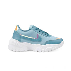 Women's Casual Mesh Printed Lace-Ups Shoes (Blue)