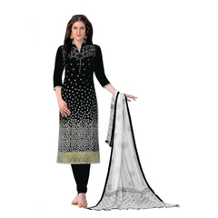 Cotton Unstitched Salwar-Suit Material With Dupatta (Black, 2-2.5mtrs)