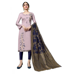 Women's Cotton Unstitched Salwar-Suit Material With Dupatta (Pink, 2-2.5mtrs)