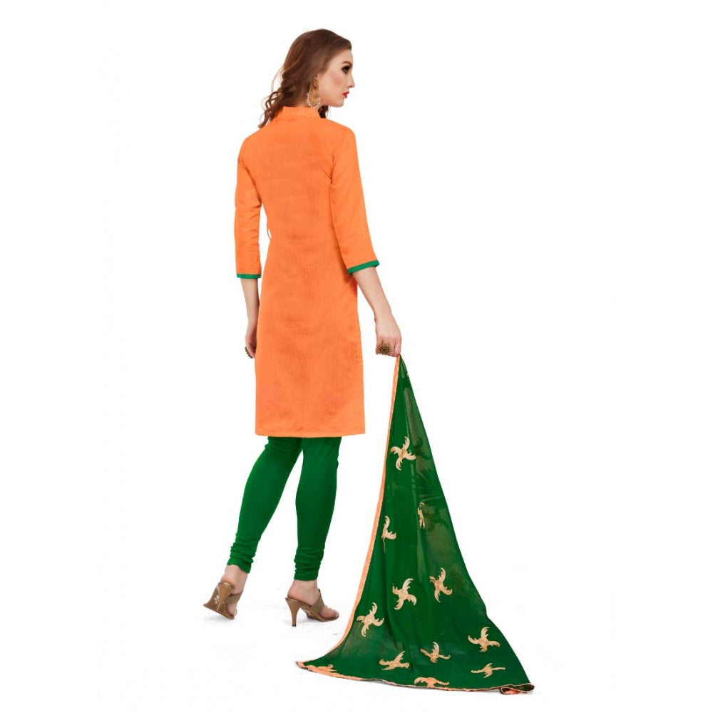 Women's Banarasi Jacquard Unstitched Salwar-Suit Material With Dupatta (Oranage, 2-2.5mtrs)