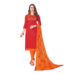 Women's Glaze Cotton Unstitched Salwar-Suit Material With Dupatta (Red, 2-2.5mtrs)