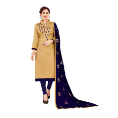 Glaze Cotton Unstitched Salwar-Suit Material With Dupatta (Sandel, 2-2.5mtrs)