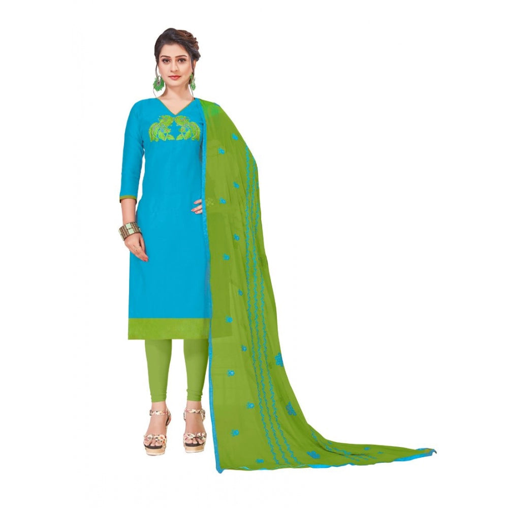 Modal Silk Unstitched Salwar-Suit Material With Dupatta (Sky Blue, 2-2.5mtrs)