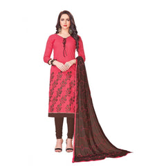 Women's Slub Cotton Unstitched Salwar-Suit Material With Dupatta (Pige , 2-2.5mtrs)