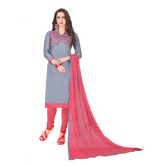 Women's Glaze Cotton Unstitched Salwar-Suit Material With Dupatta (Ash , 2-2.5mtrs)